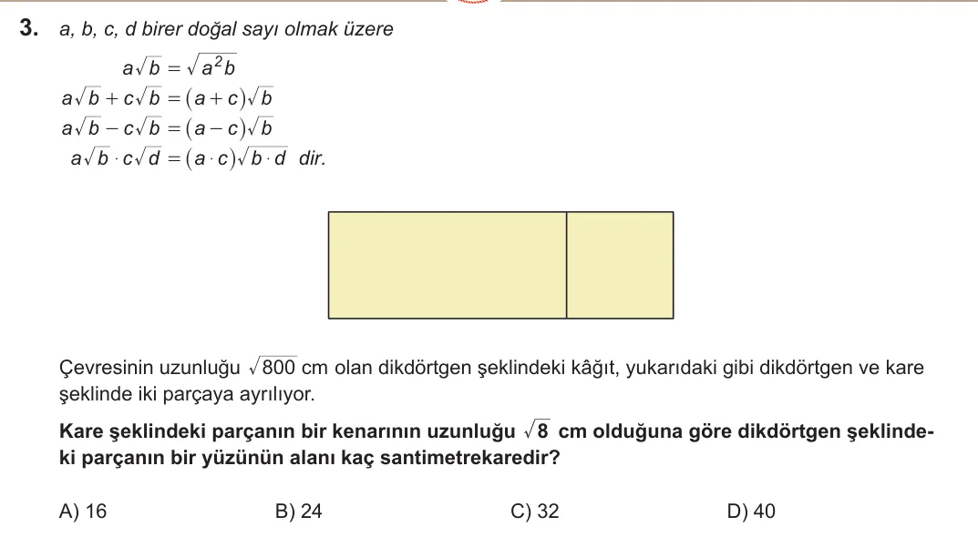 2022 LGS Matematik 3. soru