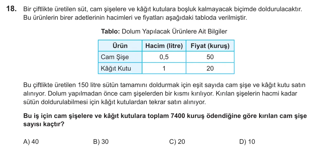 2022 LGS Matematik 18. soru