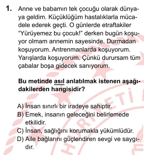 2023 LGS Din Kültürü ve Ahlak Bilgisi 1. soru
