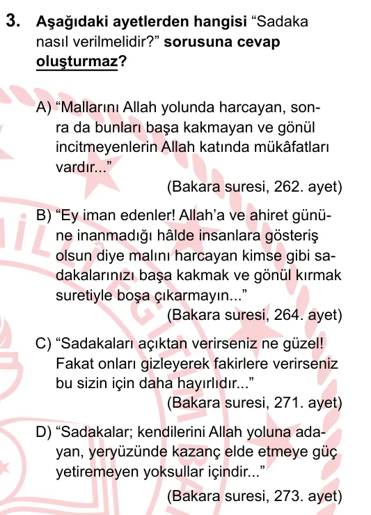 2023 LGS Din Kültürü ve Ahlak Bilgisi 3. soru