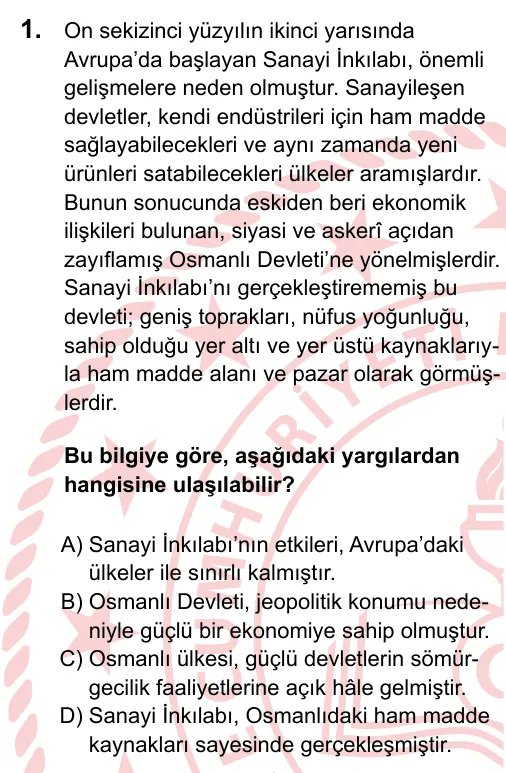 2023 LGS T.C. İnkılap Tarihi ve Atatürkçülük 1. soru