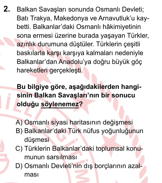 2023 LGS T.C. İnkılap Tarihi ve Atatürkçülük 2. soru