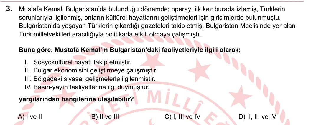 2023 LGS T.C. İnkılap Tarihi ve Atatürkçülük 3. soru