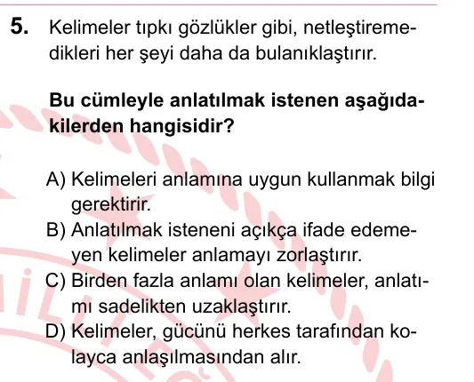 2023 LGS Türkçe 5. soru