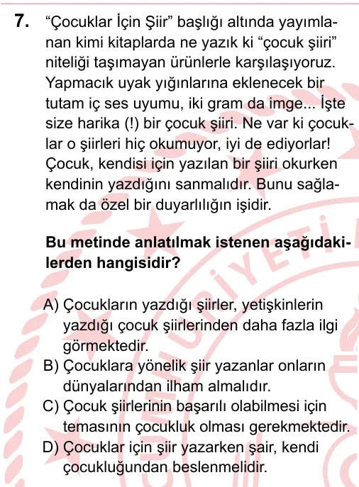 2023 LGS Türkçe 7. soru