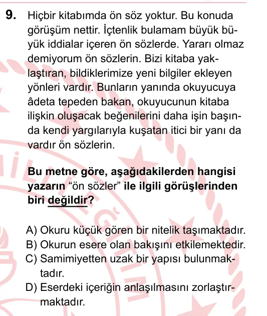 2023 LGS Türkçe 9. soru