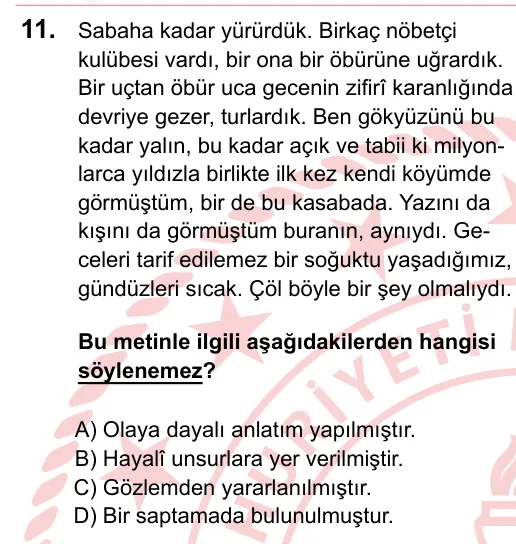 2023 LGS Türkçe 11. soru