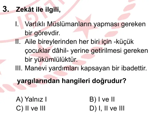 2024 LGS Din Kültürü ve Ahlak Bilgisi 3. soru