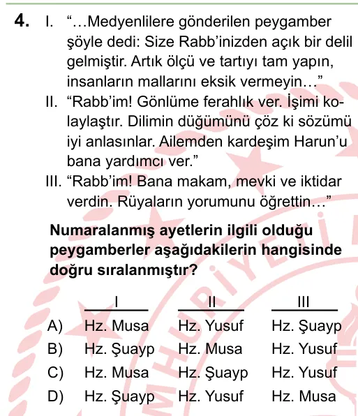 2024 LGS Din Kültürü ve Ahlak Bilgisi 4. soru