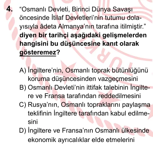 2024 LGS T.C. İnkılap Tarihi ve Atatürkçülük 4. soru