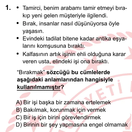 2024 LGS Türkçe 1. soru