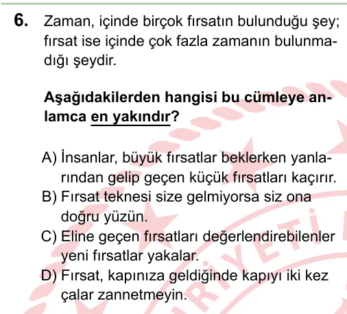 2024 LGS Türkçe 6. soru