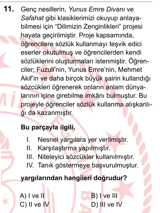 2024 LGS Türkçe 11. soru