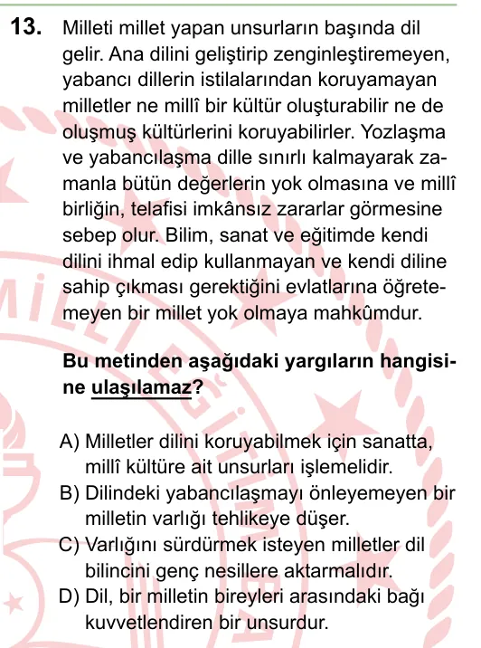 2024 LGS Türkçe 13. soru